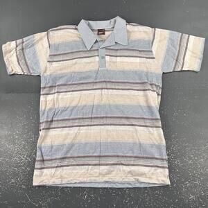 Vintage Campus Polo Shirt Men's MT Striped Colorblock 90's Knit USA made EUC